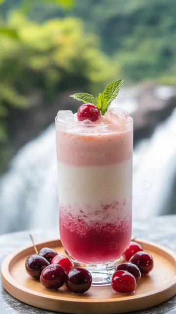 车厘子樱桃果汁奶昔