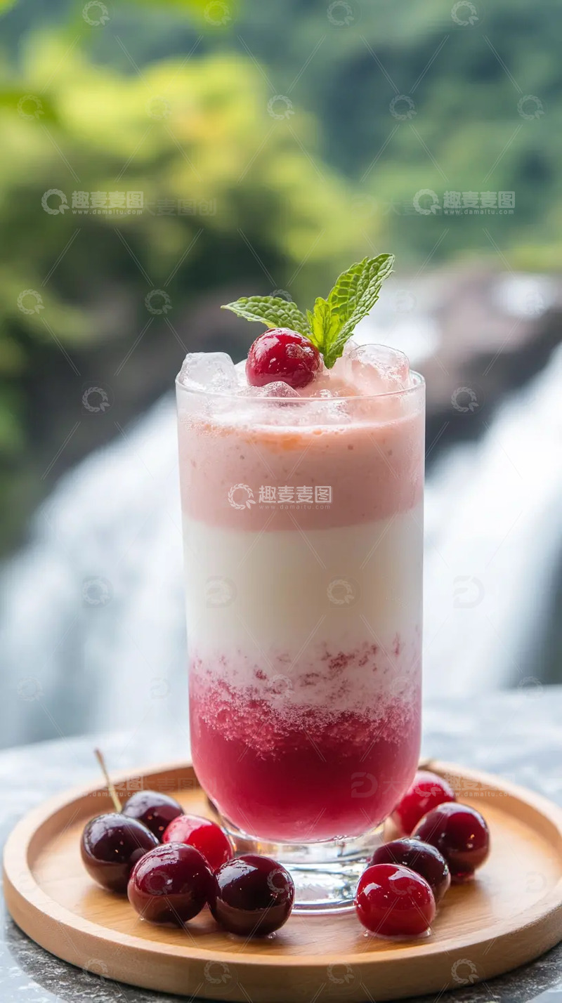 高清大图下载【趣麦麦图】车厘子樱桃果汁奶昔