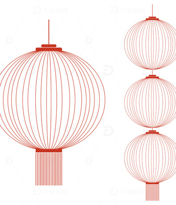 红色喜庆中国风春节描边灯笼