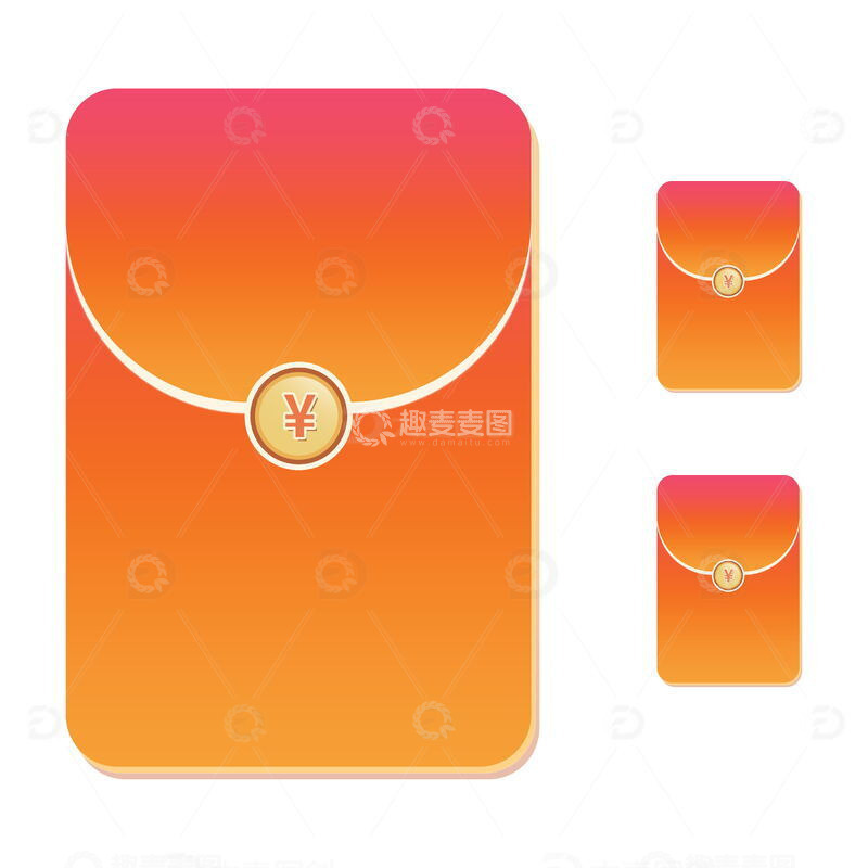 源文件下载【趣麦麦图】节日装饰元素红色渐变红包