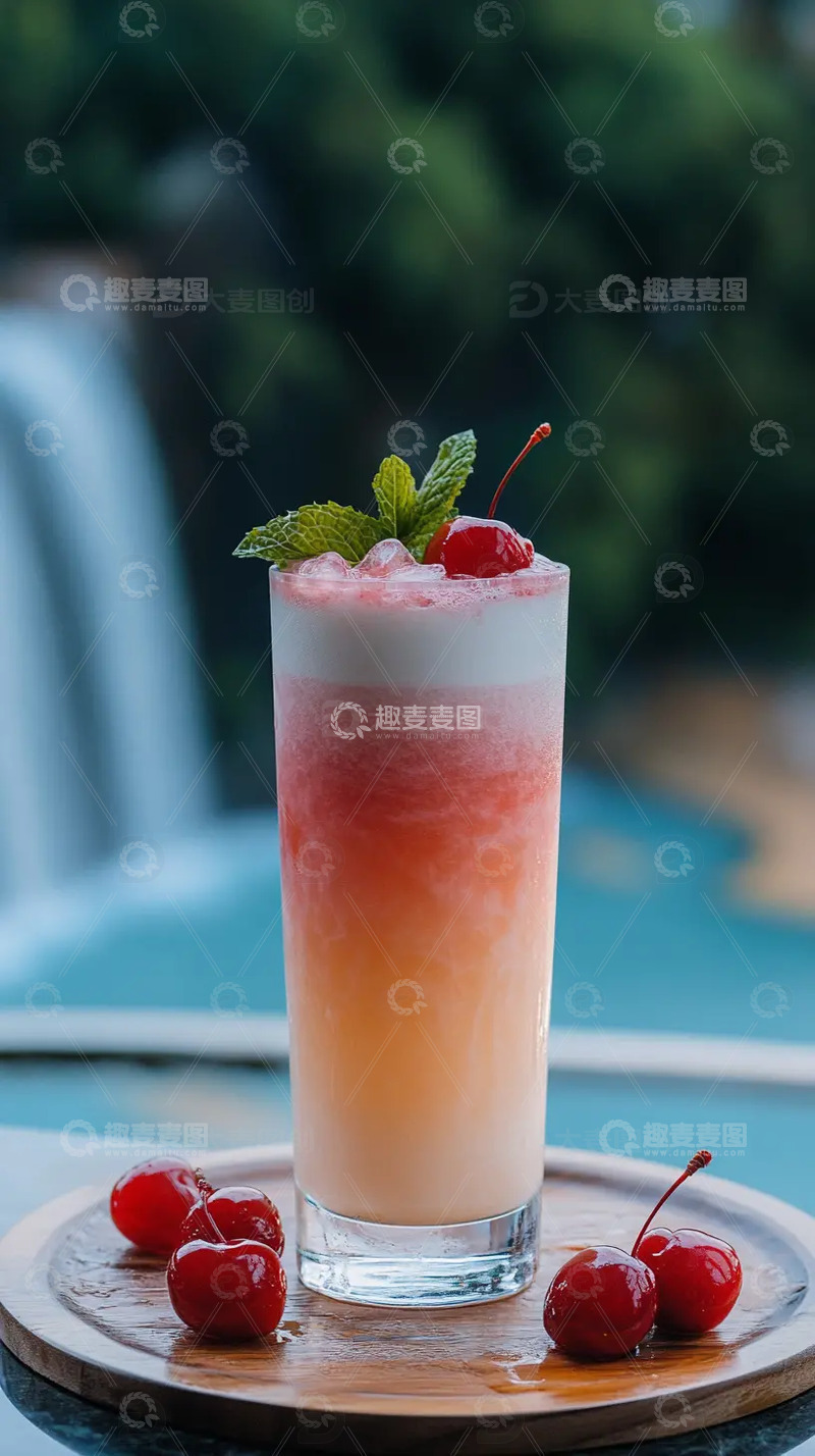 高清大图下载【趣麦麦图】-一杯车厘子奶昔果汁饮品