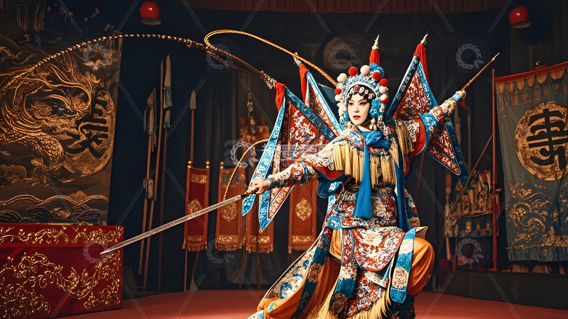 高清大图下载【趣麦麦图】京剧刀马旦角色文化中国风戏剧演出