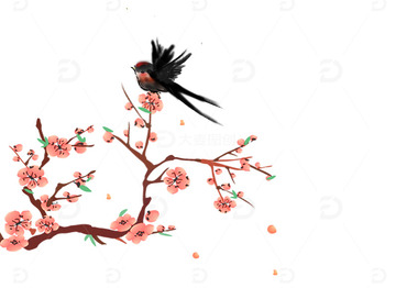 手绘桃花燕子春天立春互动