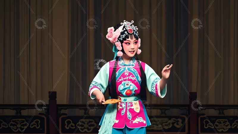 高清大图下载【趣麦麦图】京剧娃娃旦表演文化中国风传统艺术