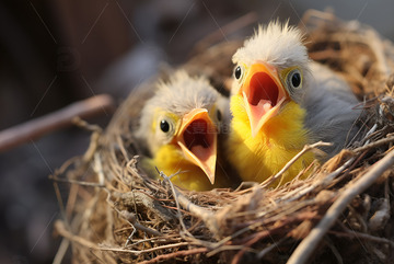 鸟窝里嗷嗷待哺的小鸟