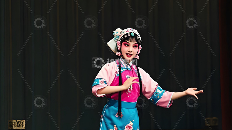高清大图下载【趣麦麦图】京剧娃娃旦角色文化中国风戏剧演出