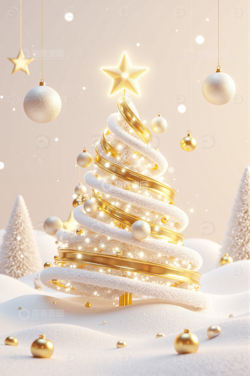 高清大图下载【趣麦麦图】华丽圣诞树圣诞节背景素材6