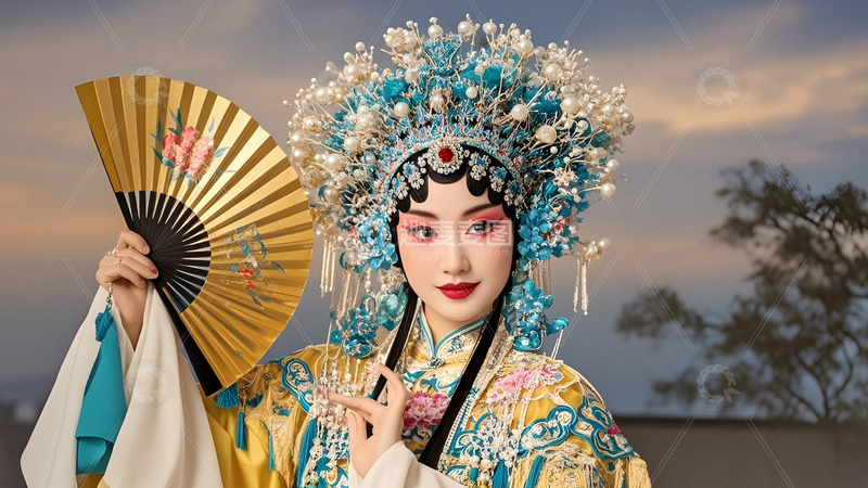 高清大图下载【趣麦麦图】京剧女演员表演文化中国风戏剧演出