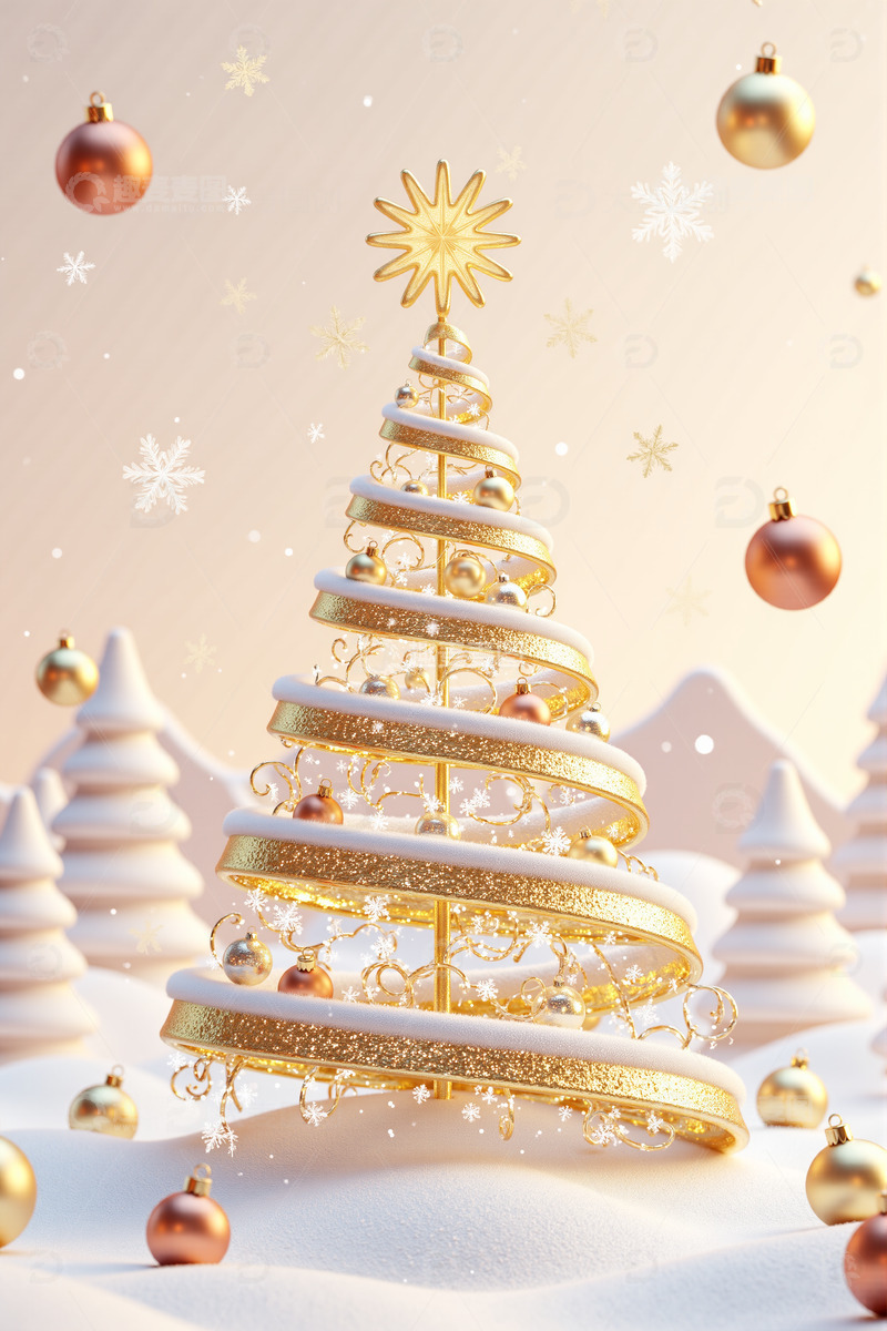 高清大图下载【趣麦麦图】华丽圣诞树圣诞节背景素材7