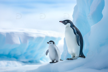 站在冰川上的企鹅