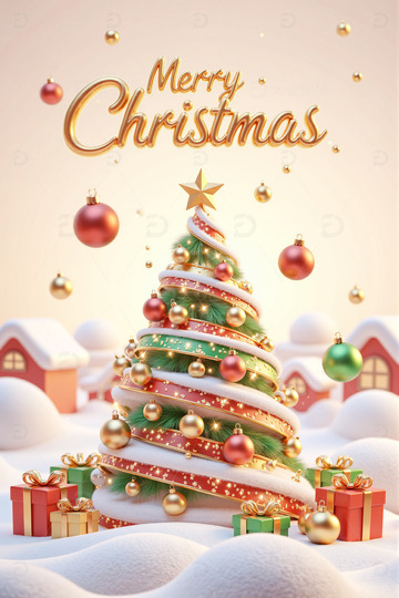 华丽圣诞树圣诞节背景素材