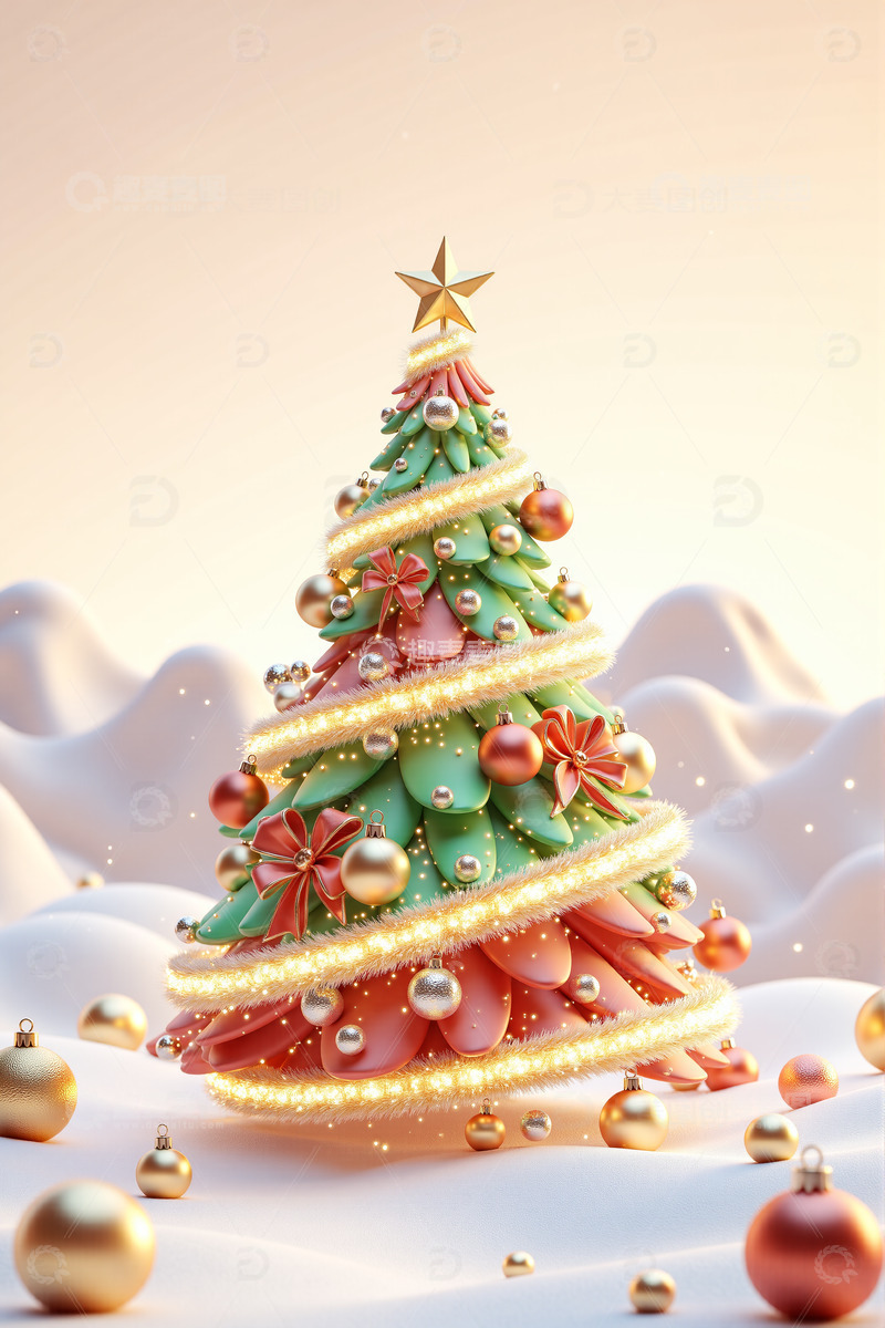 高清大图下载【趣麦麦图】华丽圣诞树圣诞节背景素材5