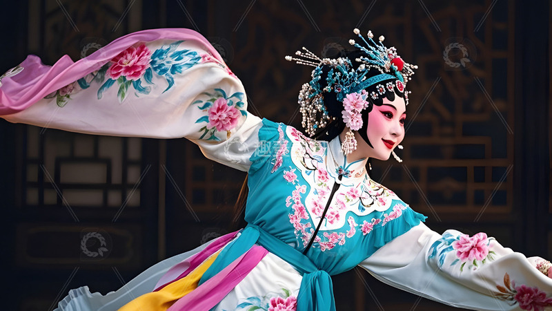 高清大图下载【趣麦麦图】京剧花旦表演文化中国风传统艺术