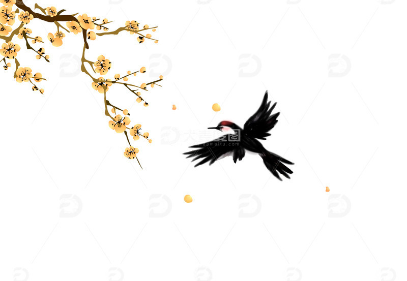 手绘燕子与花春天立春互动