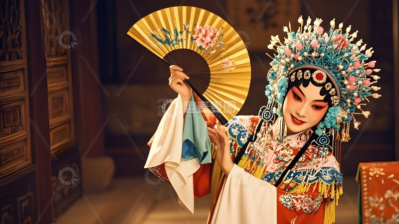 高清大图下载【趣麦麦图】京剧花旦角色文化中国风戏剧演出