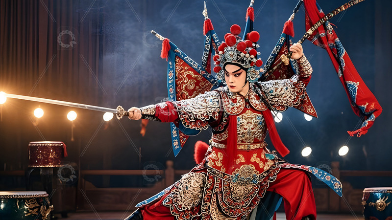高清大图下载【趣麦麦图】京剧武生角色文化中国风戏剧演出