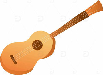 手绘吉他卡通贝斯扁平插画免扣png素材1