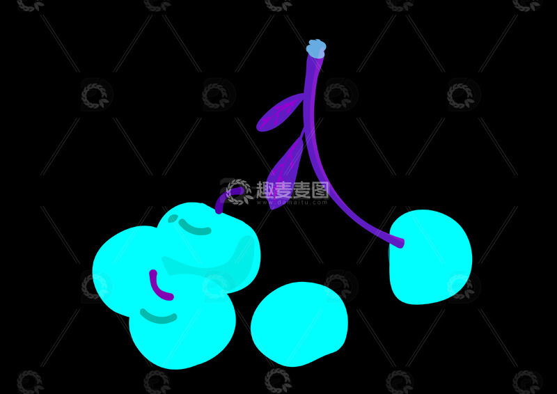 樱桃手绘卡通插画免扣png素材元素