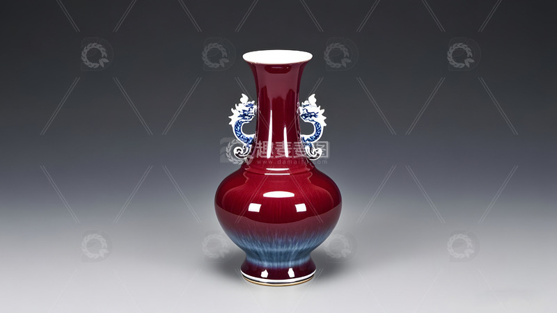 高清大图下载【趣麦麦图】双耳陶瓷花瓶中国风传统文化艺术品