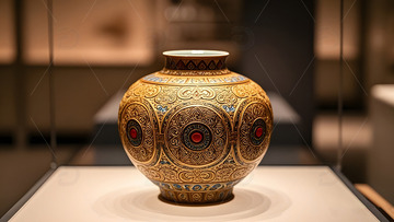 古典纹饰陶瓷罐中国传统文化艺术品展示