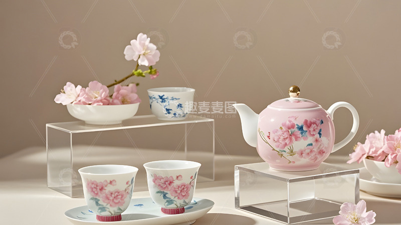 高清大图下载【趣麦麦图】陶瓷茶具套装中国风传统文化艺术品