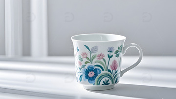 粉彩花卉纹陶瓷杯中国风传统文化艺术饮具