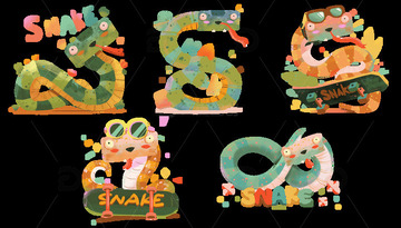 2025年蛇年萌趣蛇可爱手绘卡通蛇形象