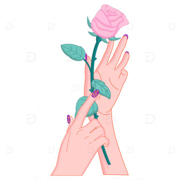 三八妇女节手持花束元素免抠图