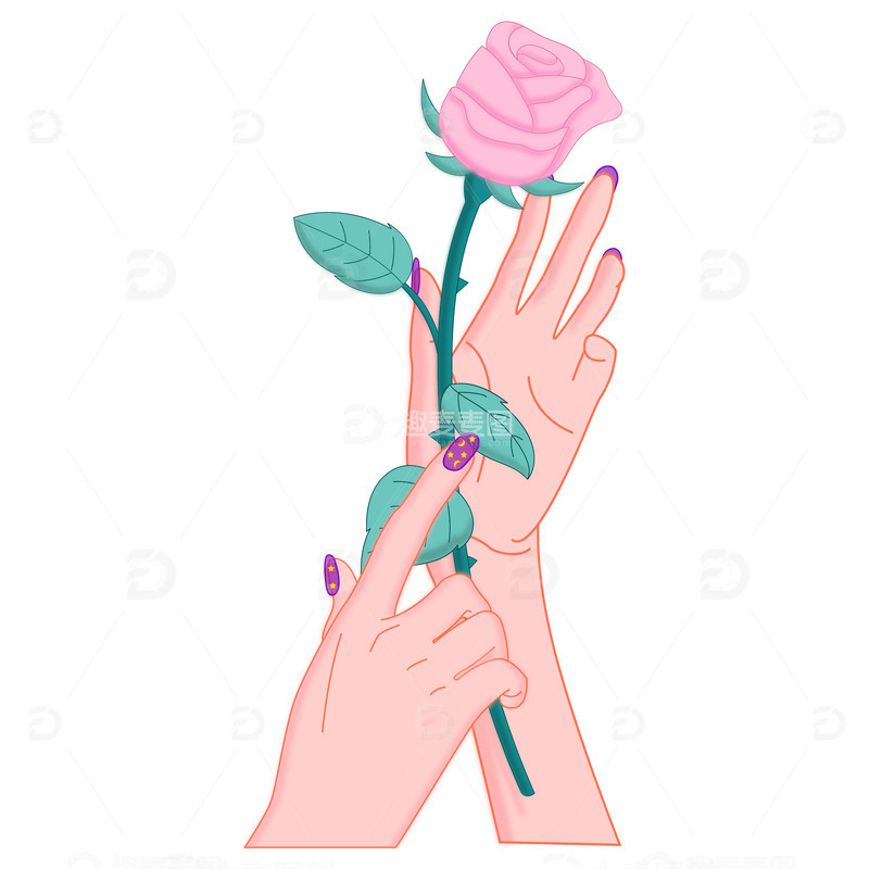 源文件下载【趣麦麦图】三八妇女节手持花束元素免抠图