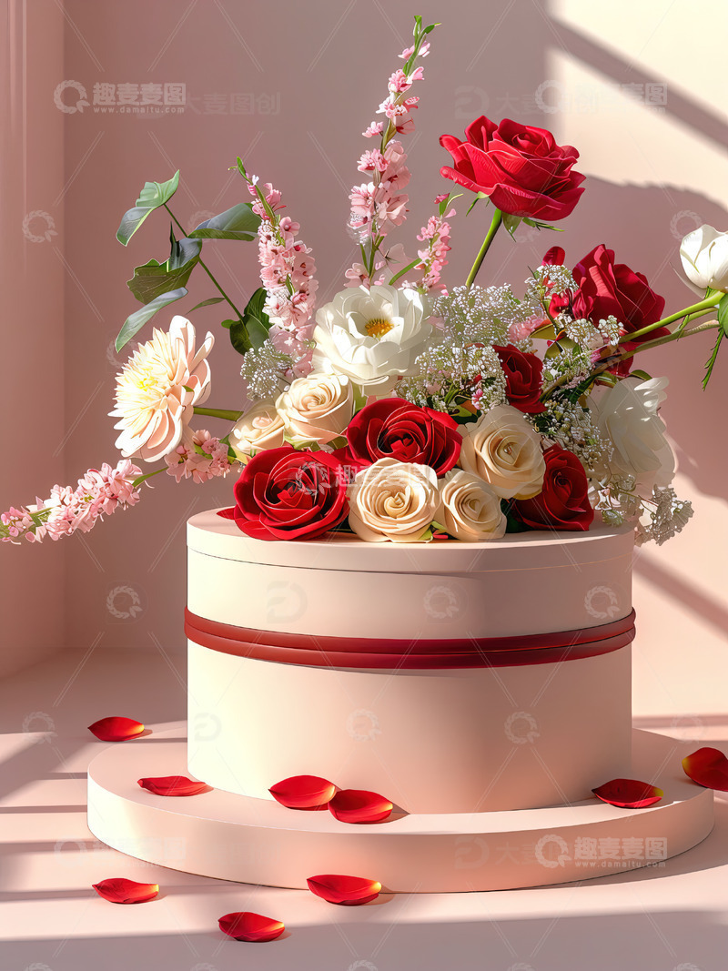 高清大图下载【趣麦麦图】商品展示展台鲜花背景4