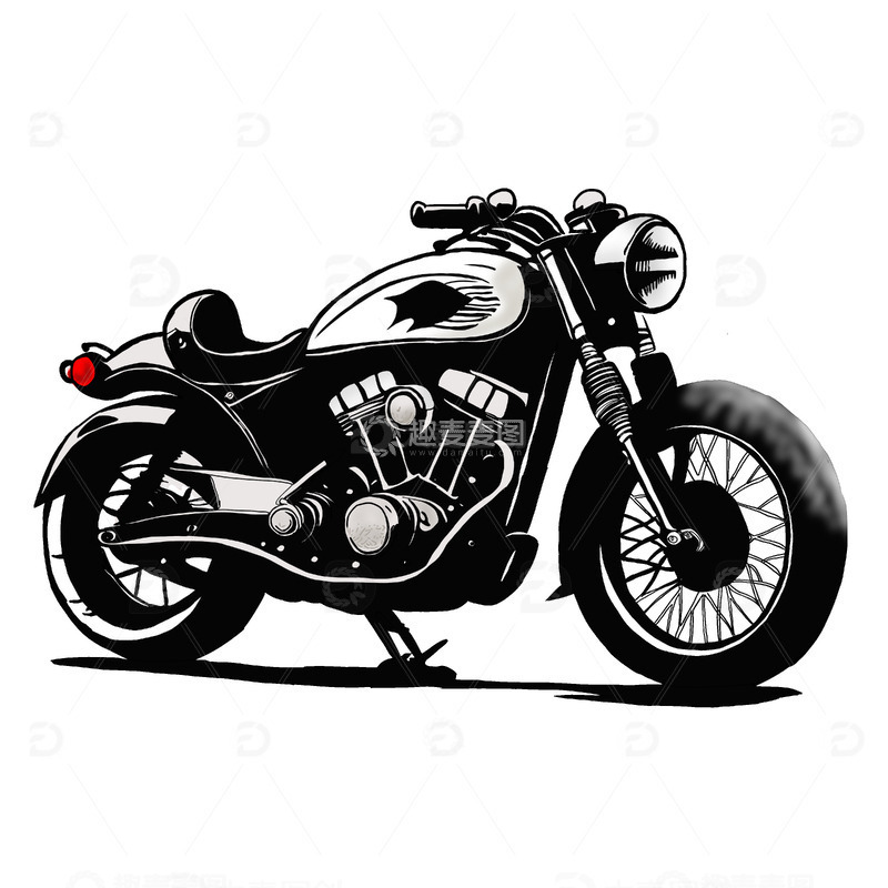 源文件下载【趣麦麦图】黑白素材摩托车 