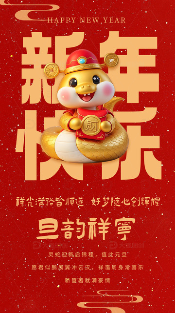 蛇年元旦春节海报设计