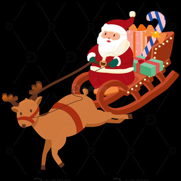 圣诞节圣诞老人与麋鹿送礼物免抠图