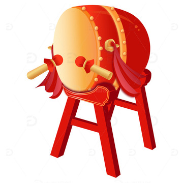 春节喜庆红色锣鼓元素免抠图