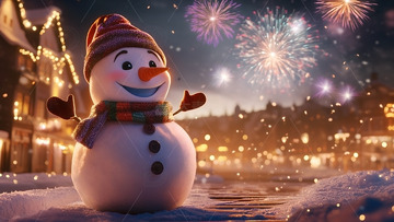 圣诞节节日烟花雪人背景