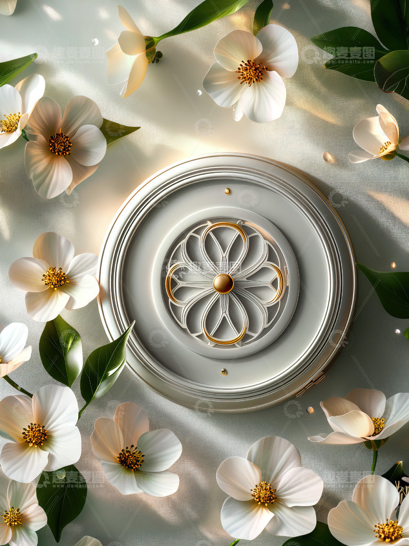 高清大图下载【趣麦麦图】商品展示展台鲜花背景6