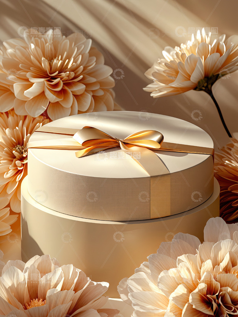 商品展示展台鲜花背景13