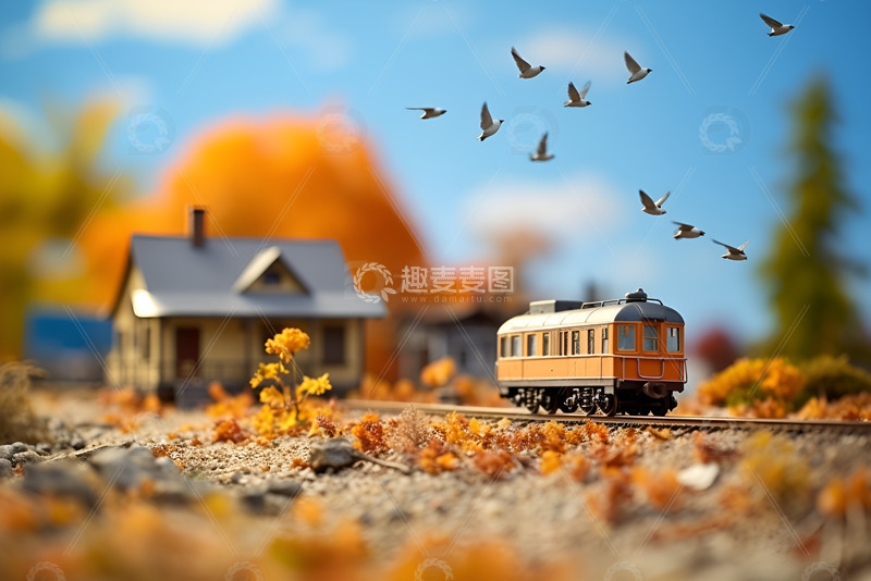 高清大图下载【趣麦麦图】微观乡村小火车摄影