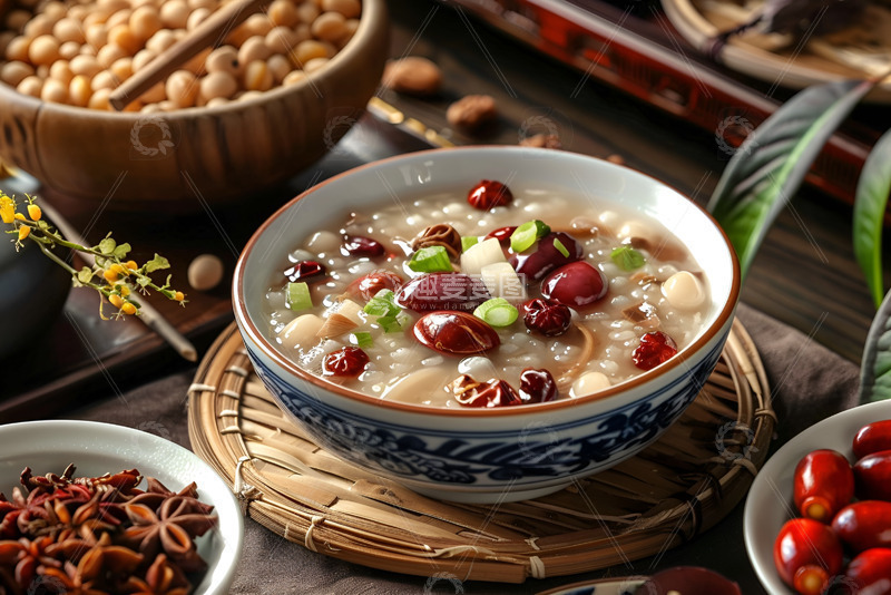 高清大图下载【趣麦麦图】一碗八宝莲子粥