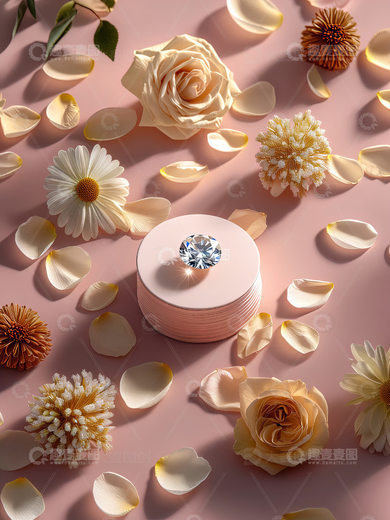 高清大图下载【趣麦麦图】商品展示展台鲜花背景70