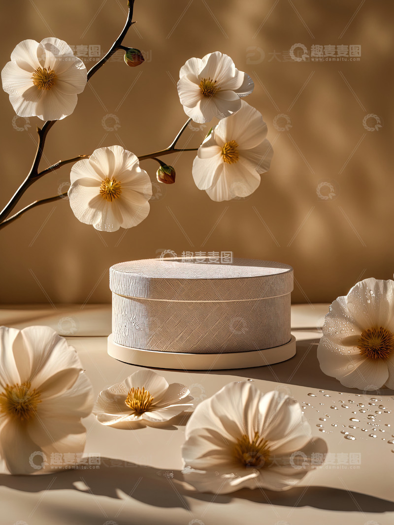 高清大图下载【趣麦麦图】商品展示展台鲜花背景71