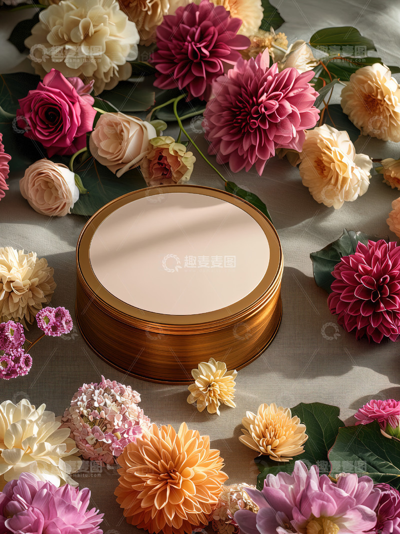 高清大图下载【趣麦麦图】商品展示展台鲜花背景67