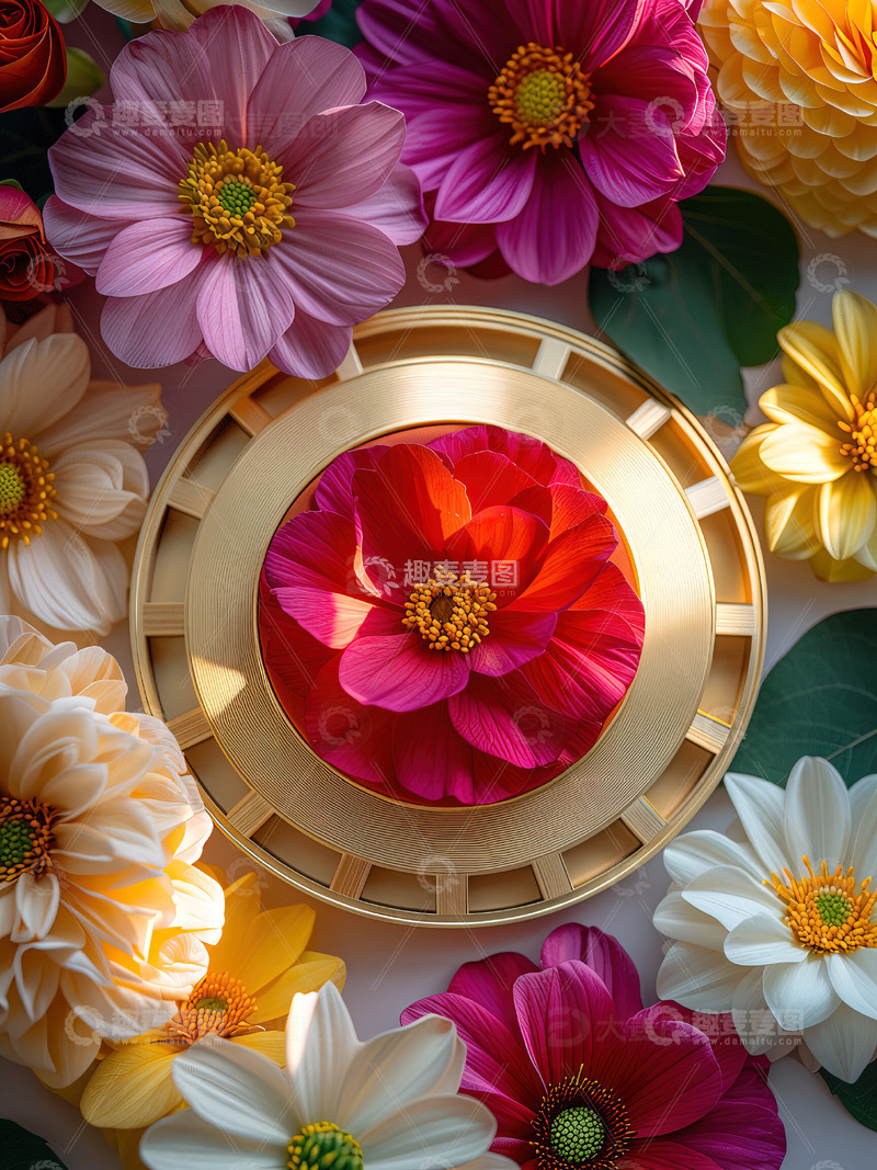 高清大图下载【趣麦麦图】商品展示展台鲜花背景57