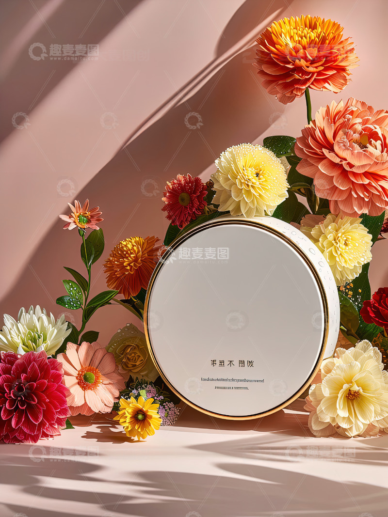 商品展示展台鲜花背景43