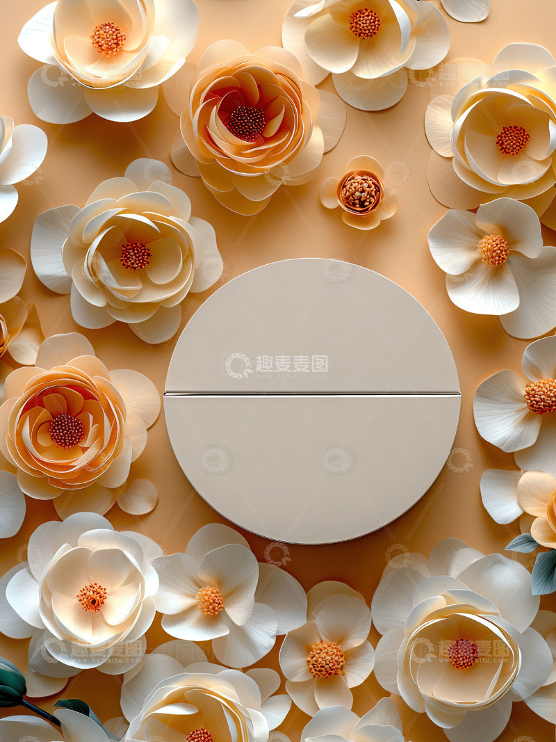 高清大图下载【趣麦麦图】商品展示展台鲜花背景53