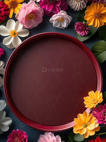 商品展示展台鲜花背景38