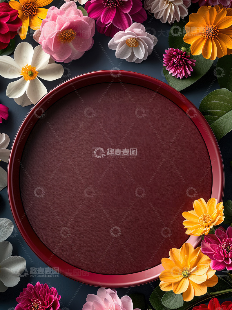 商品展示展台鲜花背景38