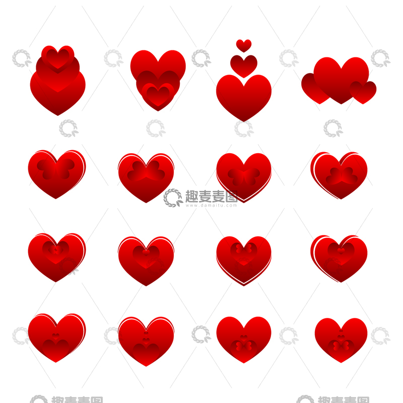 源文件下载【趣麦麦图】-520红色渐变情人节爱心元素