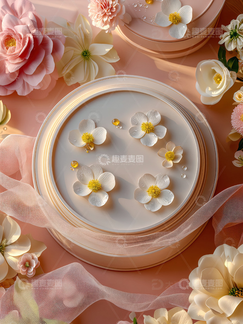 高清大图下载【趣麦麦图】商品展示展台鲜花背景51