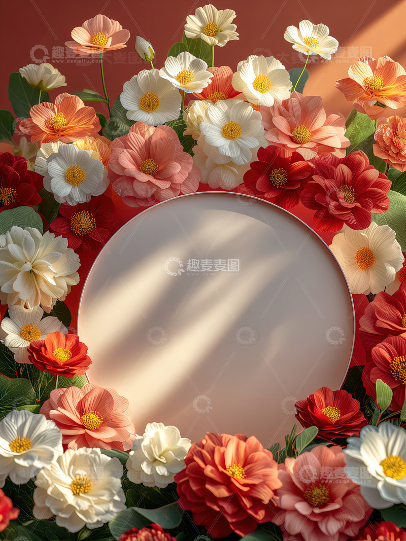 商品展示展台鲜花背景41